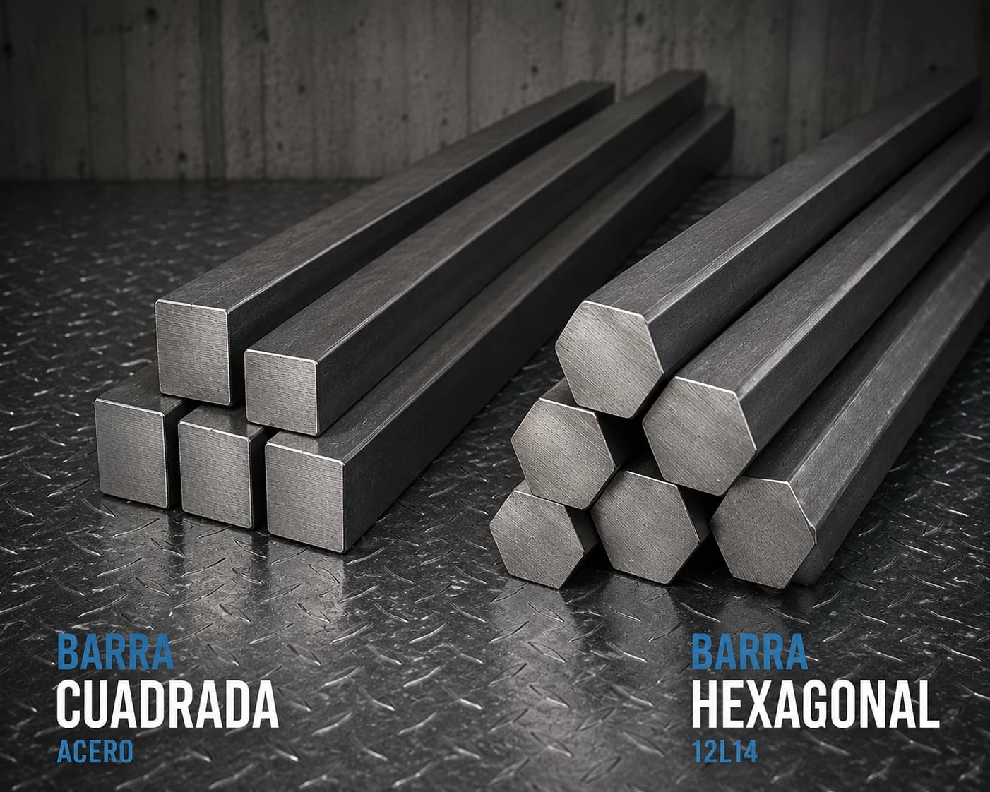 Barras cuadradas y hexagonales de acero